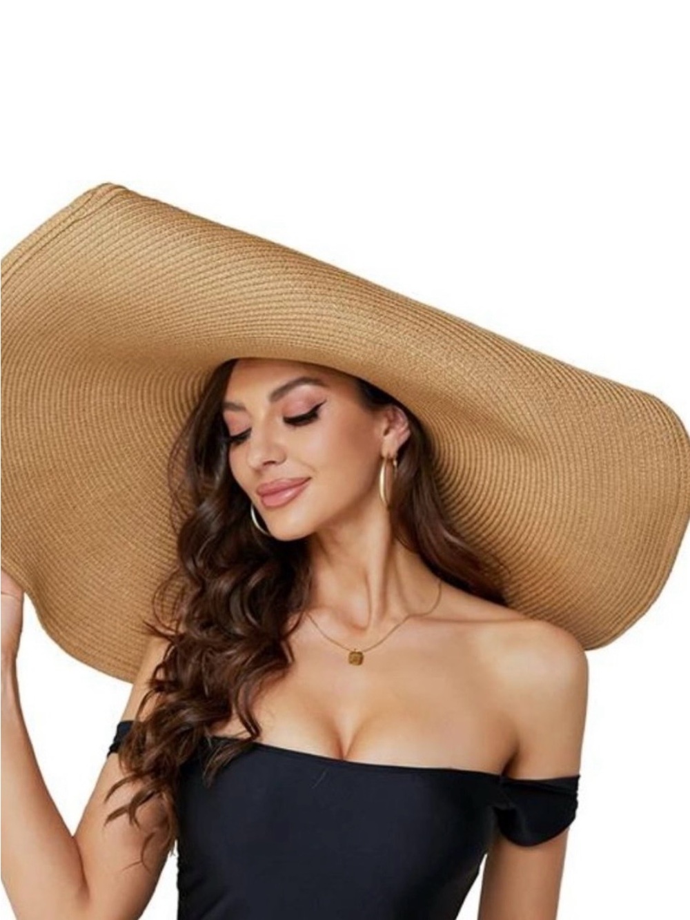 Wide Brim Straw Sun Hat - Tan
